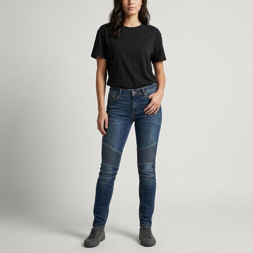 James Jeans High Class Moto Skinny Ribbed Jeans Dark Blue Women 28